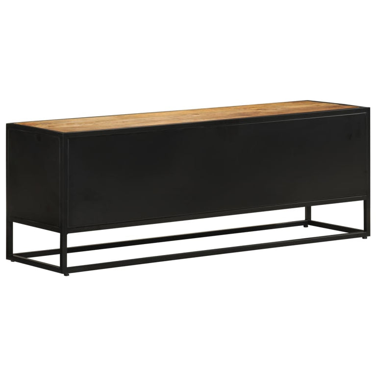 Tv-meubel 110x30x40 cm massief ruw mangohout en ijzer MeubelReus