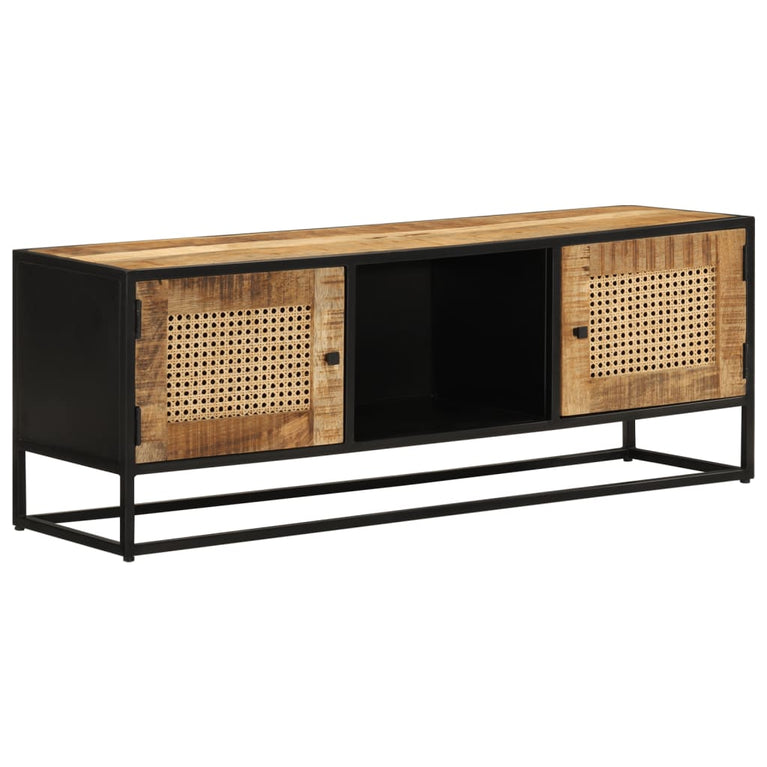 Tv-meubel 110x30x40 cm massief ruw mangohout en ijzer MeubelReus