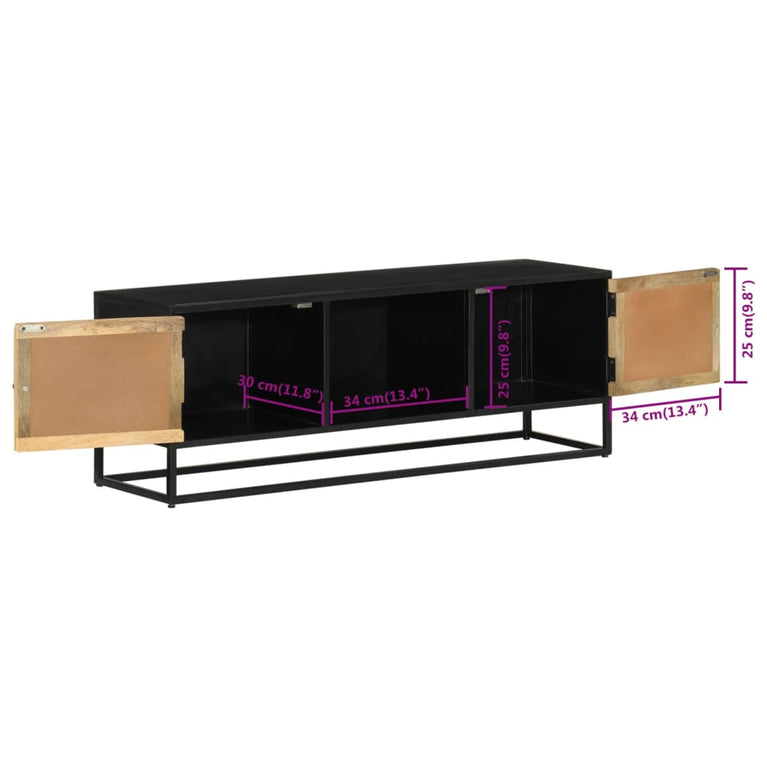 Tv-meubel 110x30x40 cm massief ruw mangohout en ijzer MeubelReus