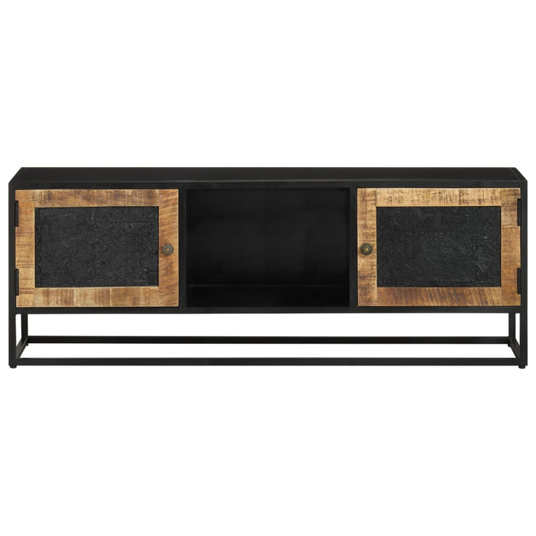 Tv-meubel 110x30x40 cm massief ruw mangohout en ijzer MeubelReus