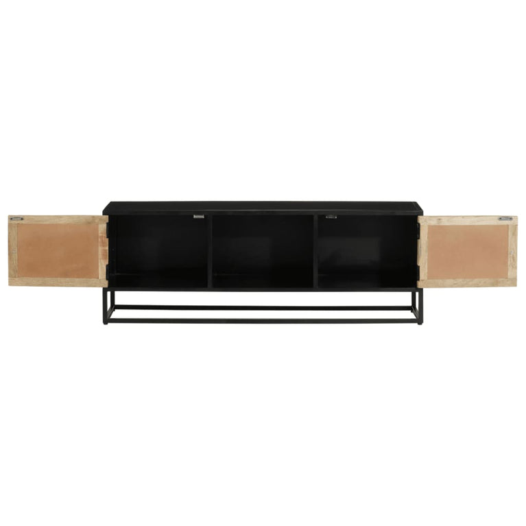 Tv-meubel 110x30x40 cm massief ruw mangohout en ijzer MeubelReus