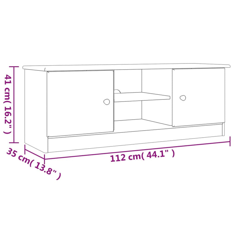 TV-meubel ALTA 112x35x41 cm massief grenenhout MeubelReus