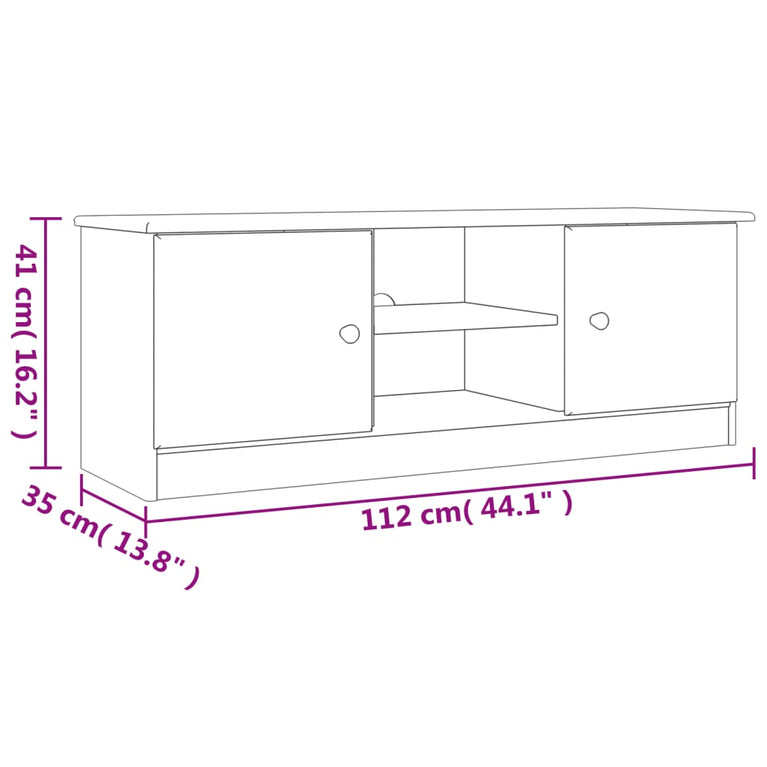 TV-meubel ALTA 112x35x41 cm massief grenenhout wit MeubelReus