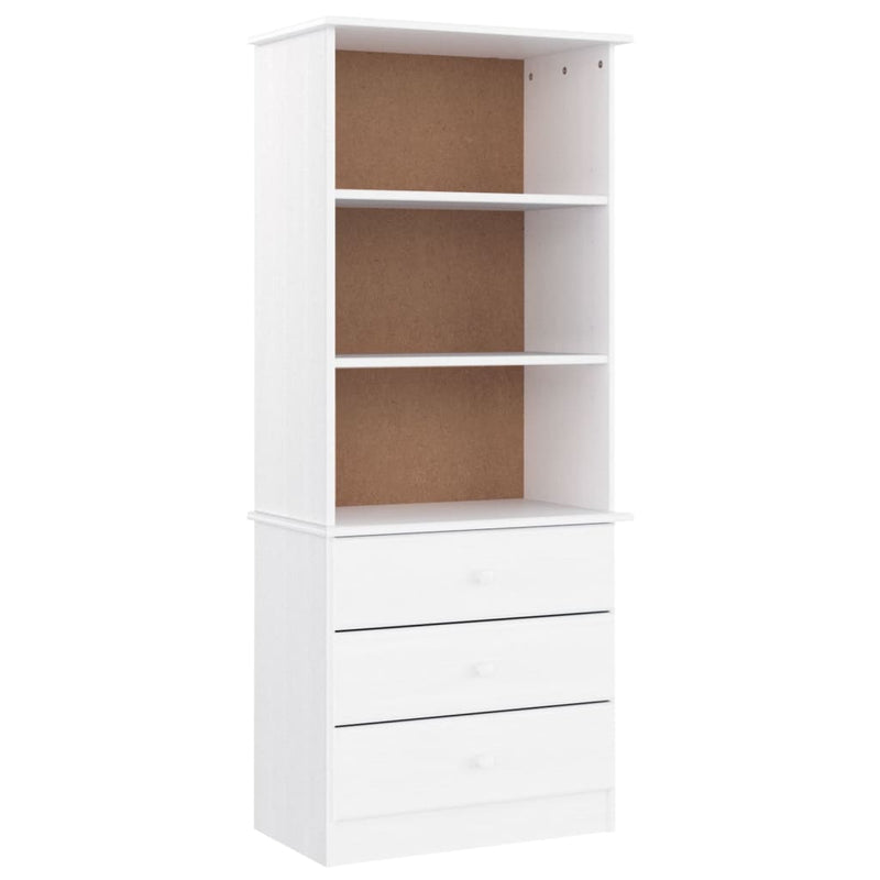 Boekenkast met lades ALTA 60x35x142 cm massief grenenhout wit MeubelReus