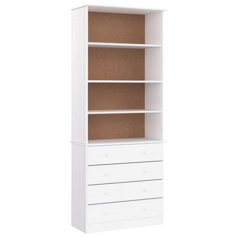 Boekenkast met lades ALTA 77x35x186,5 cm massief grenenhout wit MeubelReus