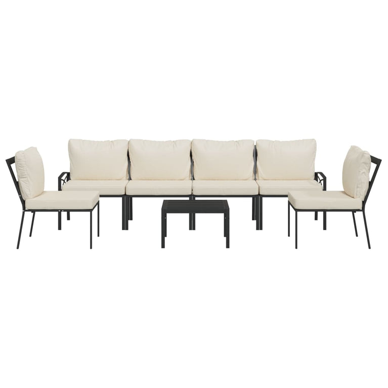 7-delige Loungeset met kussens staal zandkleurig MeubelReus