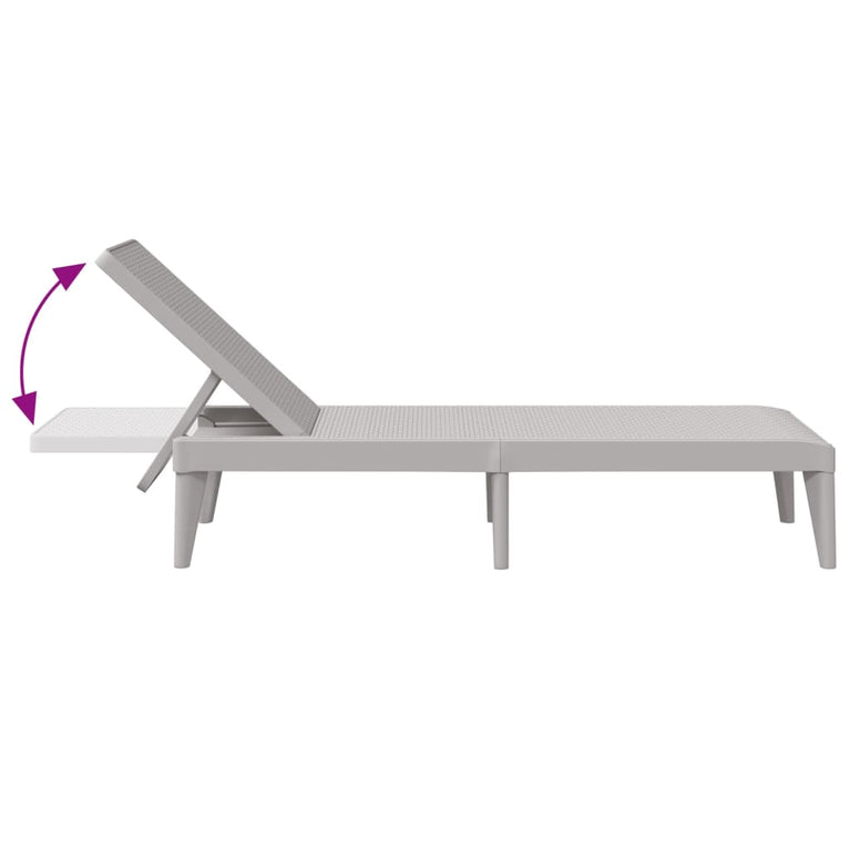 Ligbed 186x60x29 cm polypropeen grijs