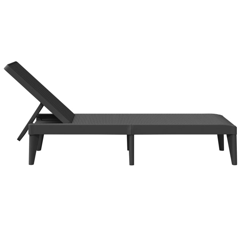 Ligbed 186x60x29 cm polypropeen antracietkleurig