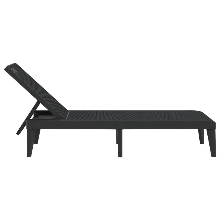 Ligbed 186x60x29 cm polypropeen antracietkleurig