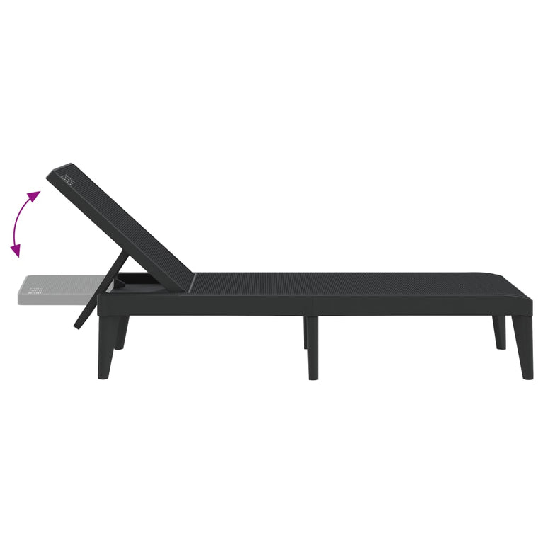 Ligbed 186x60x29 cm polypropeen antracietkleurig