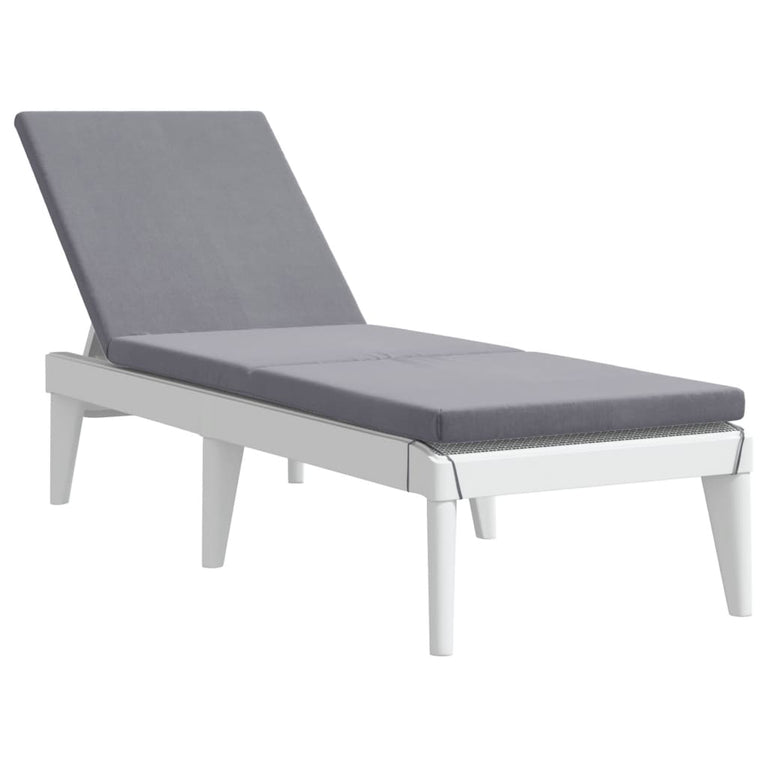 Ligbed met kussen 186x60x29 cm polypropeen wit