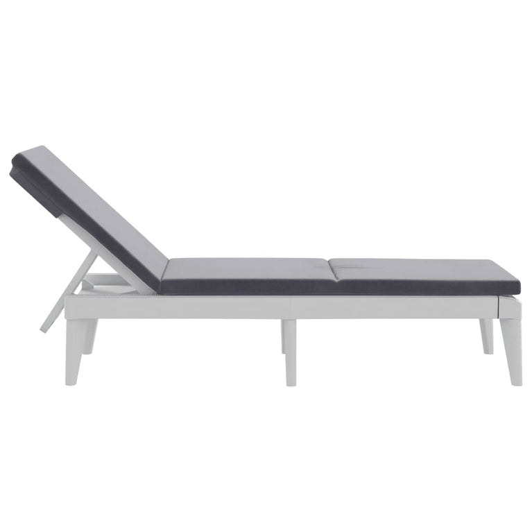 Ligbed met kussen 186x60x29 cm polypropeen wit
