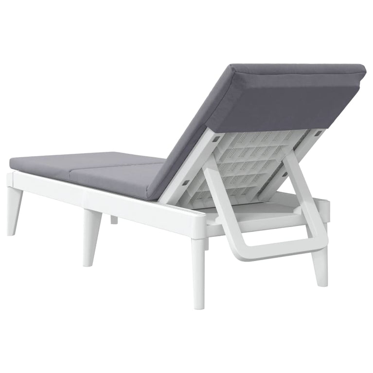 Ligbed met kussen 186x60x29 cm polypropeen wit