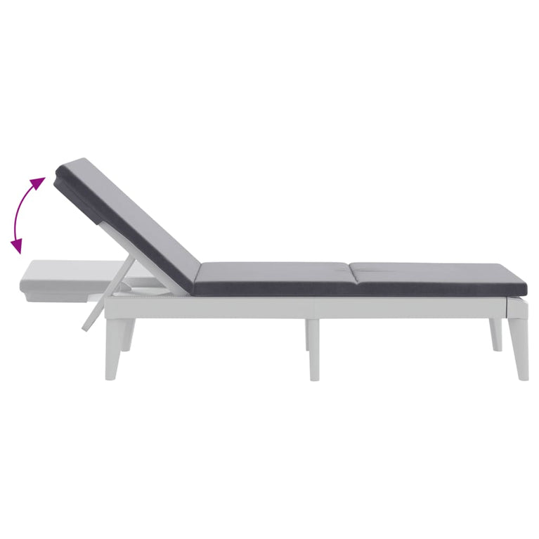 Ligbed met kussen 186x60x29 cm polypropeen wit