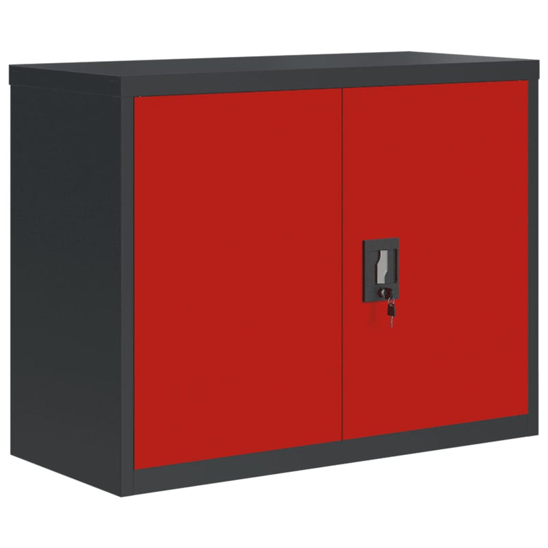 Archiefkast 90x40x70 cm staal antracietkleurig en rood MeubelReus