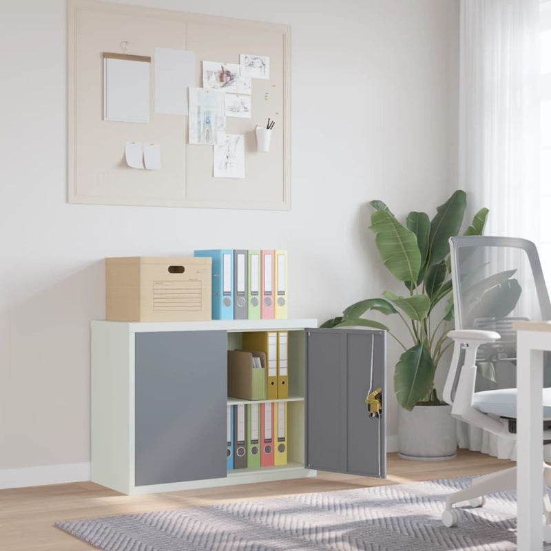 Archiefkast 90x40x70 cm staal lichtgrijs en donkergrijs MeubelReus