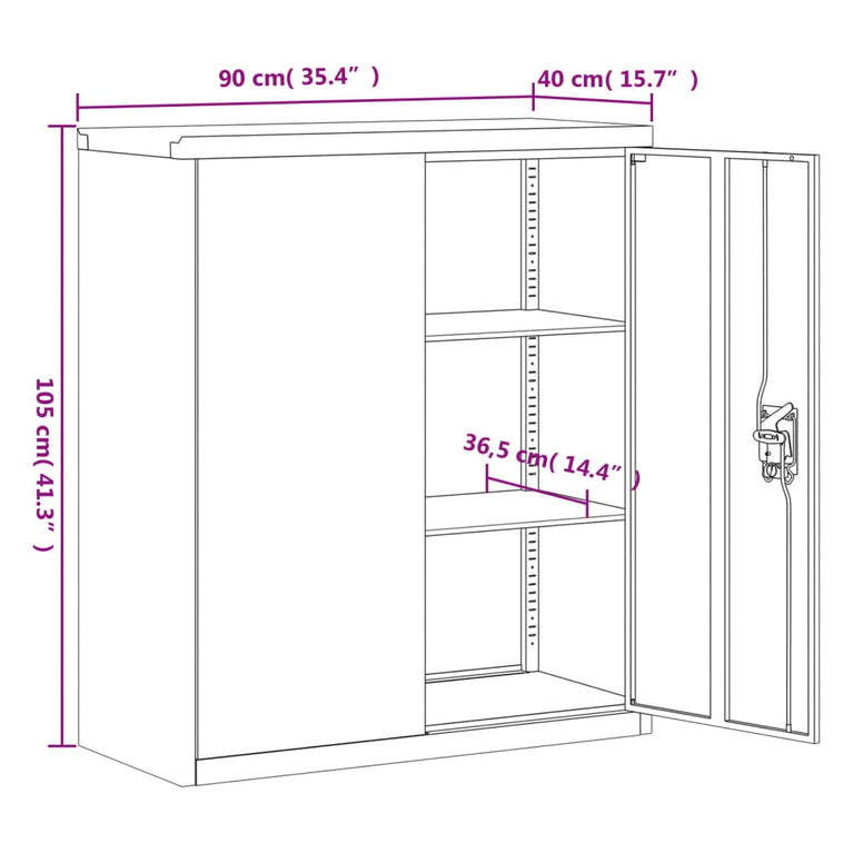 Archiefkast 90x40x105 cm staal wit MeubelReus