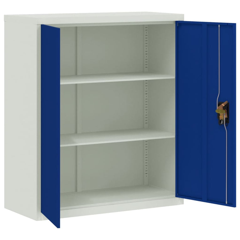 Archiefkast 90x40x105 cm staal lichtgrijs en blauw