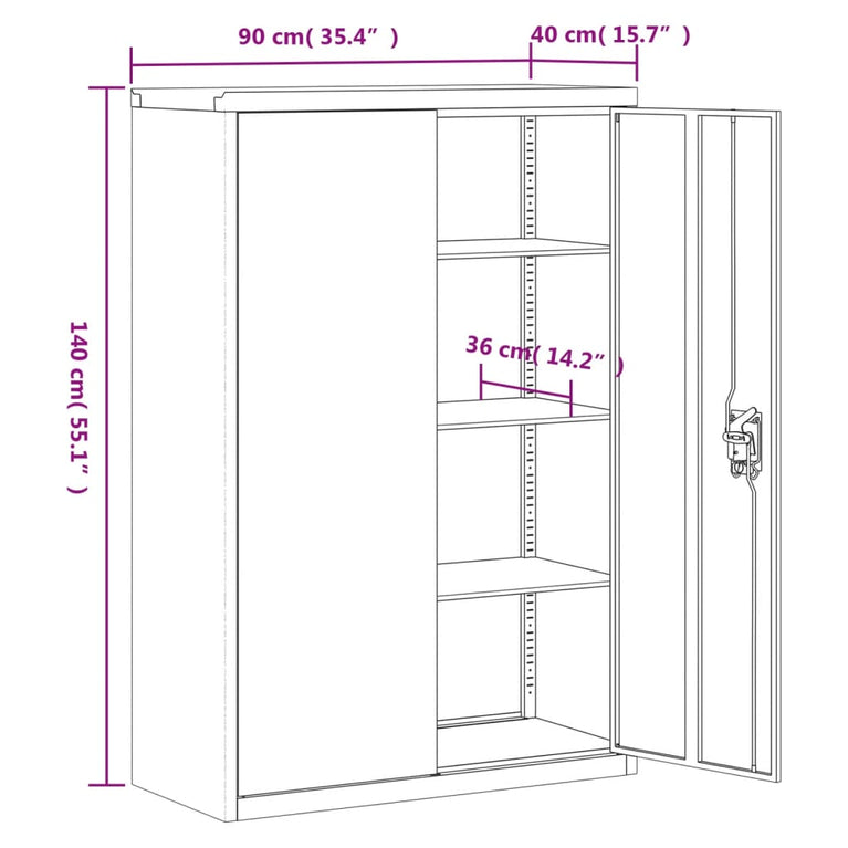 Archiefkast 90x40x140 cm staal zwart MeubelReus