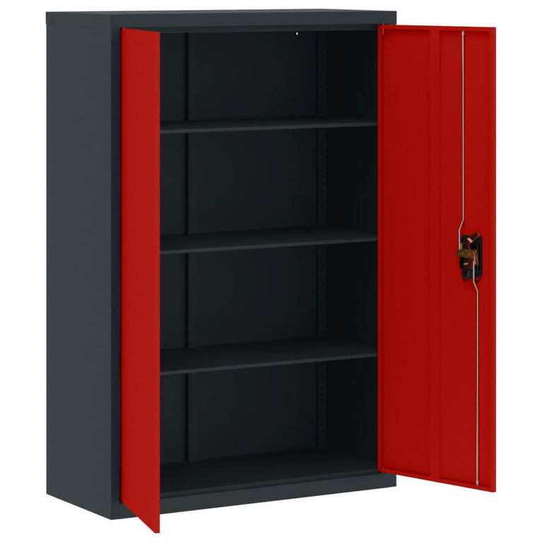 Archiefkast 90x40x140 cm staal antracietkleurig en rood MeubelReus