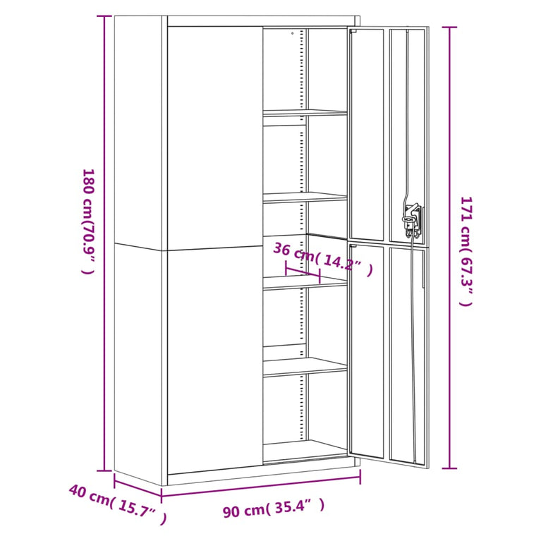 Archiefkast 90x40x180 cm staal antracietkleurig MeubelReus
