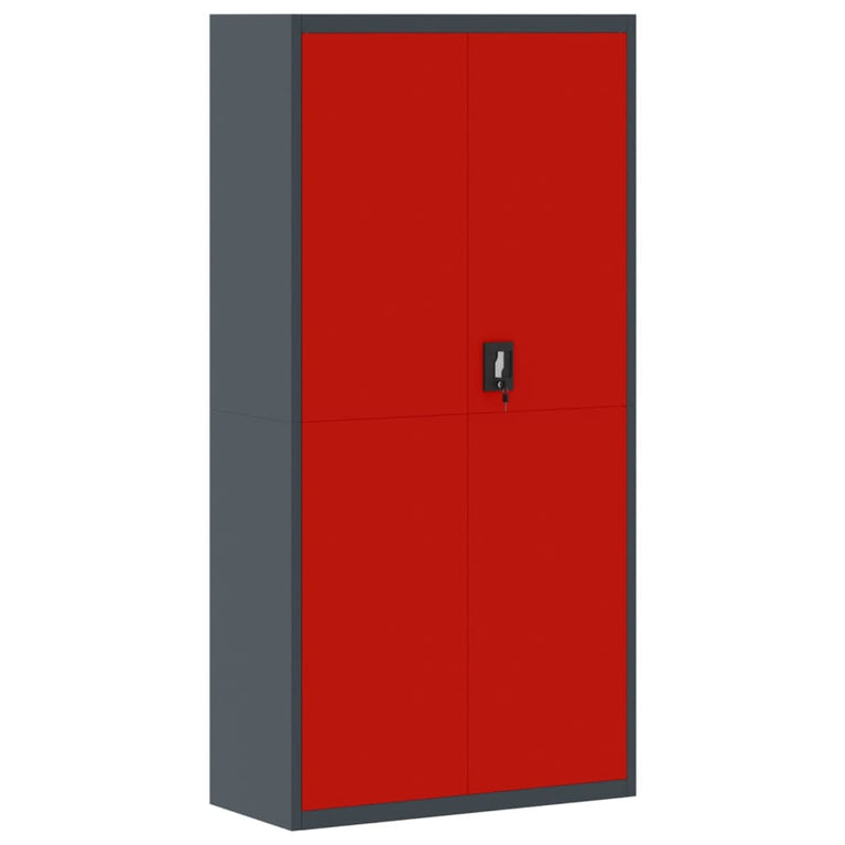 Archiefkast 90x40x180 cm staal antracietkleurig en rood MeubelReus