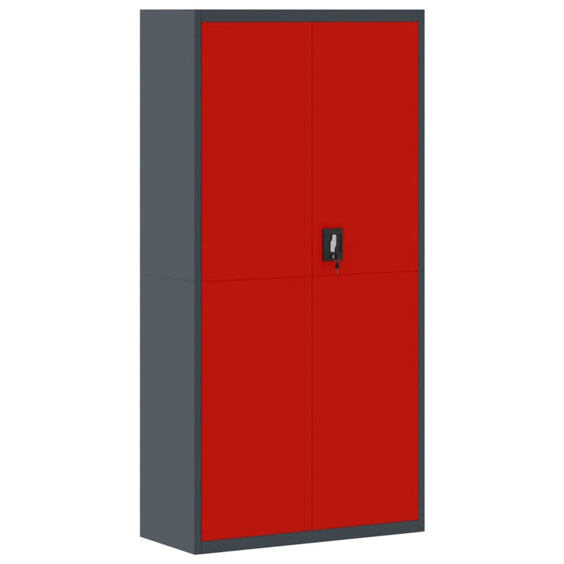 Archiefkast 90x40x180 cm staal antracietkleurig en rood MeubelReus