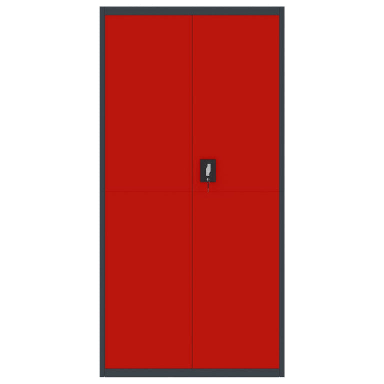 Archiefkast 90x40x180 cm staal antracietkleurig en rood MeubelReus