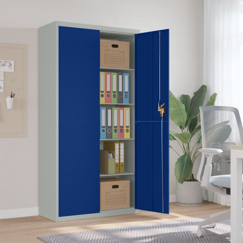 Archiefkast 90x40x180 cm staal lichtgrijs en blauw MeubelReus