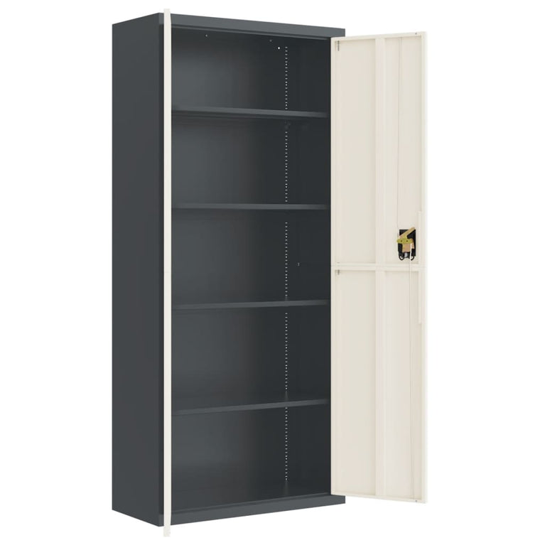Archiefkast 90x40x200 cm staal antracietkleurig en wit MeubelReus