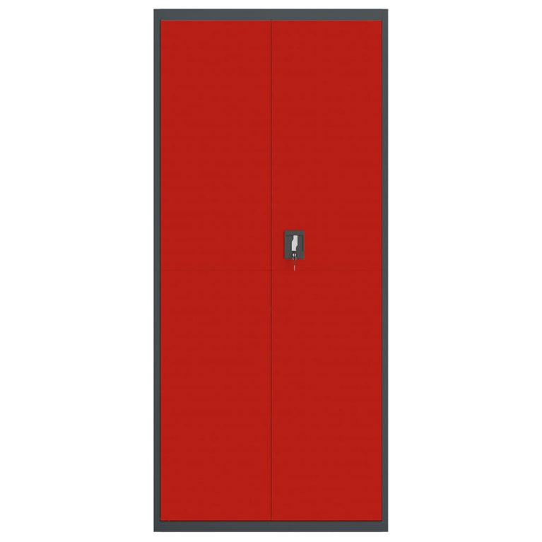 Archiefkast 90x40x200 cm staal antracietkleurig en rood MeubelReus
