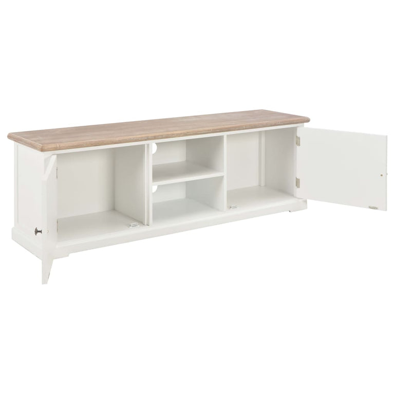 Tv-meubel 110x30x40 cm bewerkt hout wit MeubelReus