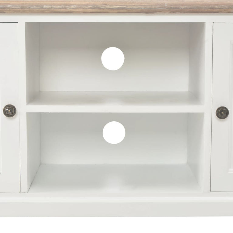 Tv-meubel 110x30x40 cm bewerkt hout wit MeubelReus