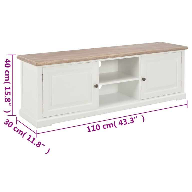 Tv-meubel 110x30x40 cm bewerkt hout wit MeubelReus