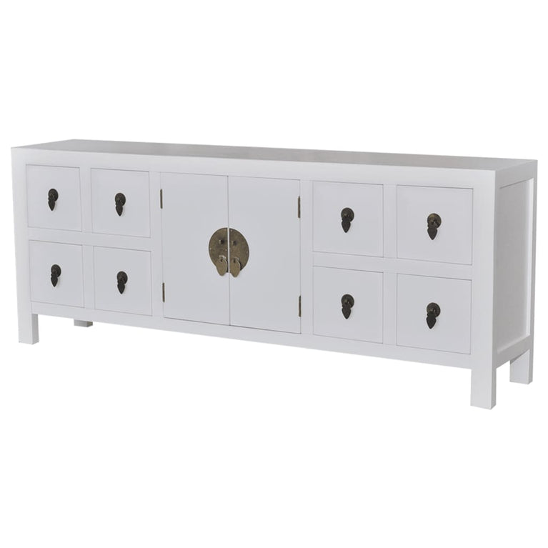 Tv-meubel 110x24x48 cm bewerkt hout wit MeubelReus