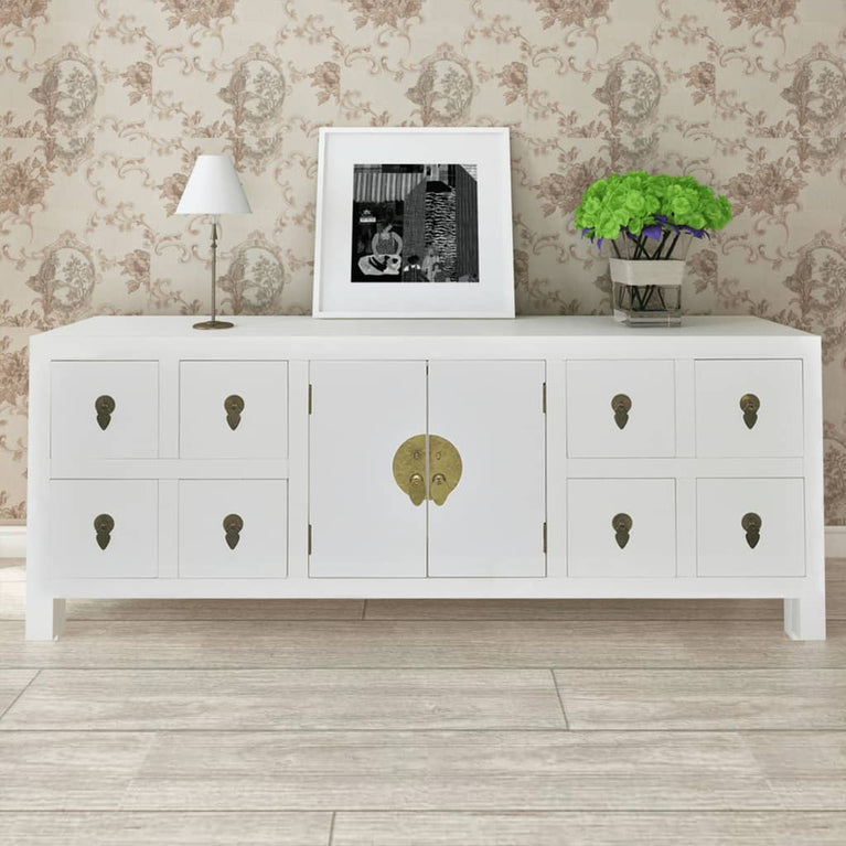 Tv-meubel 110x24x48 cm bewerkt hout wit MeubelReus