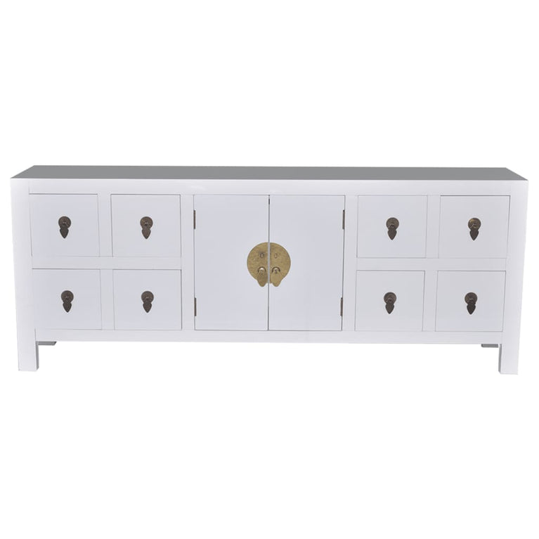 Tv-meubel 110x24x48 cm bewerkt hout wit MeubelReus