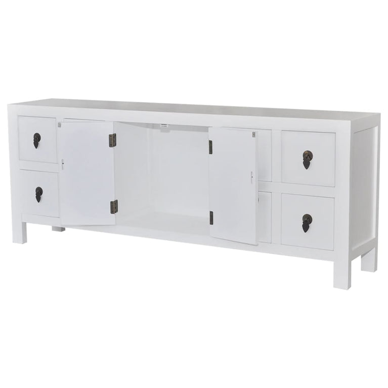 Tv-meubel 110x24x48 cm bewerkt hout wit MeubelReus