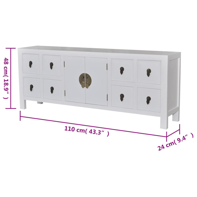 Tv-meubel 110x24x48 cm bewerkt hout wit MeubelReus