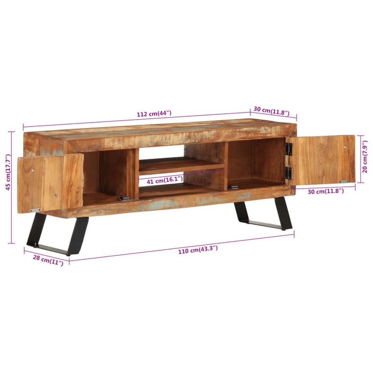 Tv-meubel 112x30x45 cm massief gerecycled hout MeubelReus