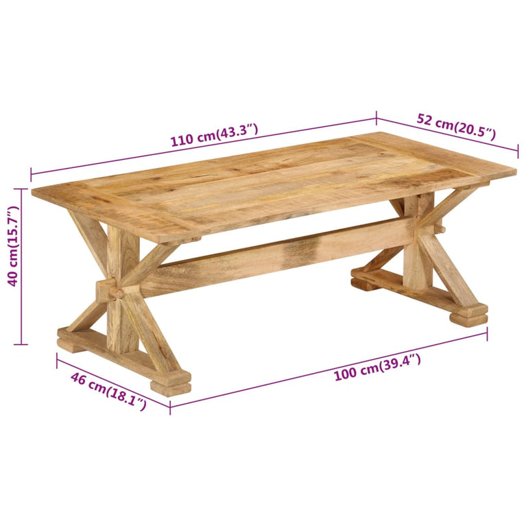 Salontafel 110x52x40 cm massief mangohout MeubelReus