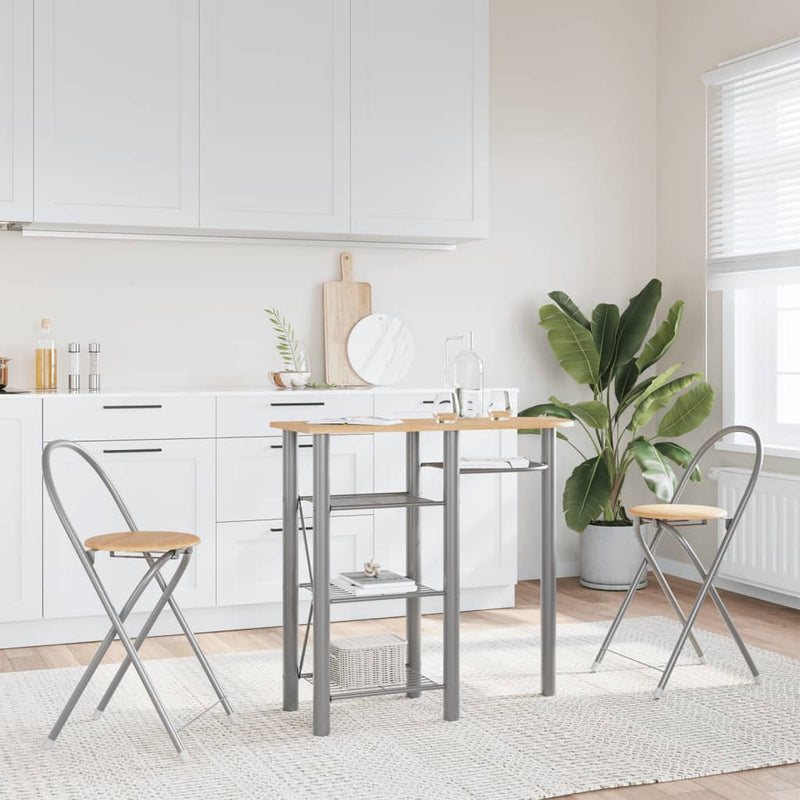 Barset 3-delig bewerkt hout en ijzer grijs en bruin MeubelReus