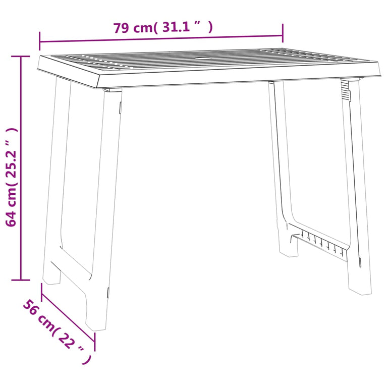 Campingtafel hout-look 79x56x64 cm PP antracietkleurig MeubelReus