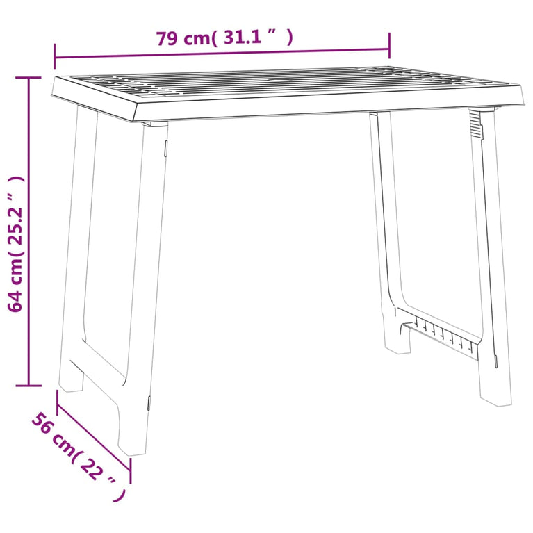 Campingtafel hout-look 79x56x64 cm PP wit MeubelReus