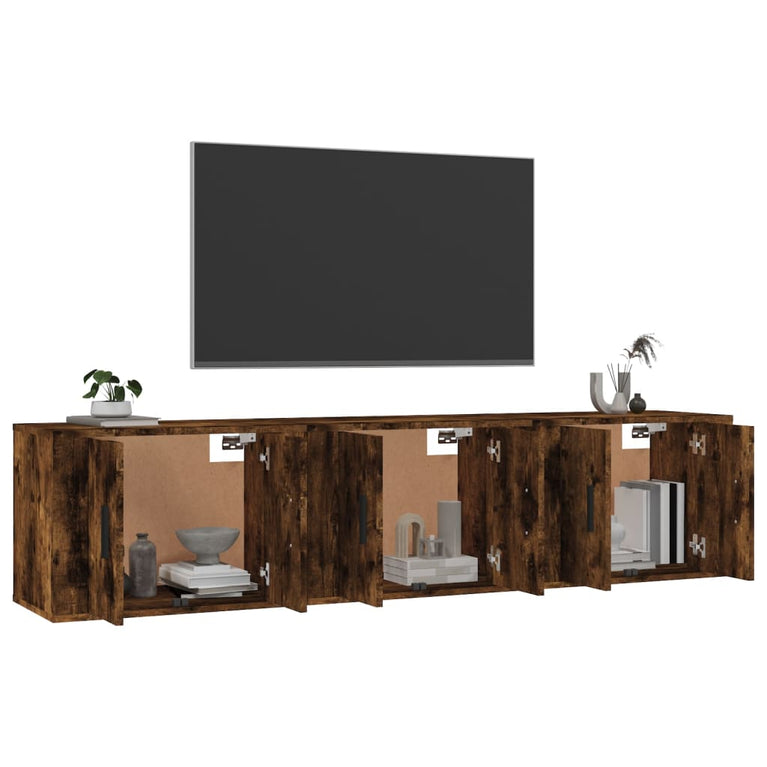Tv-wandmeubels 3 st 57x34,5x40 cm gerookt eikenkleurig MeubelReus