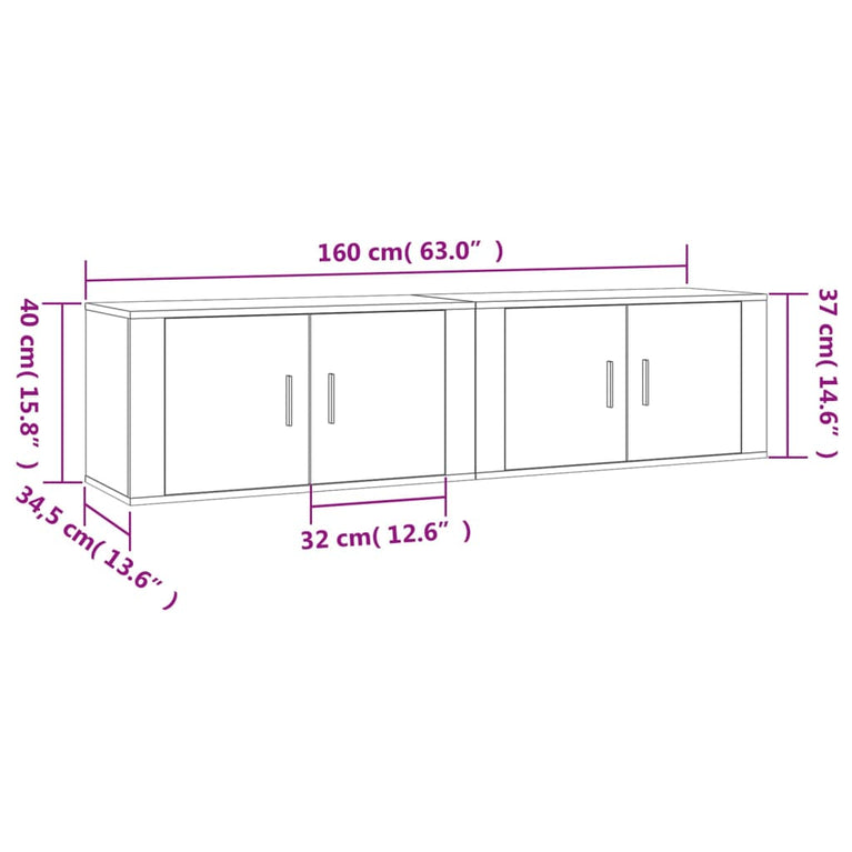 Tv-wandmeubels 2 st 80x34,5x40 cm hoogglans wit MeubelReus