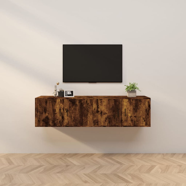 Tv-wandmeubels 2 st 80x34,5x40 cm gerookt eikenkleurig MeubelReus