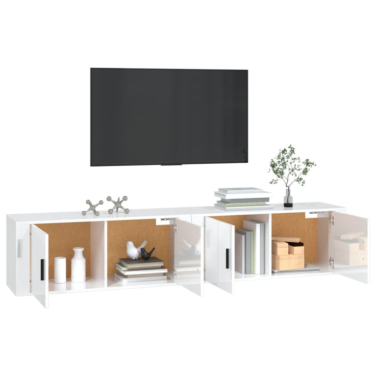 Tv-wandmeubels 2 st 100x34,5x40 cm hoogglans wit MeubelReus