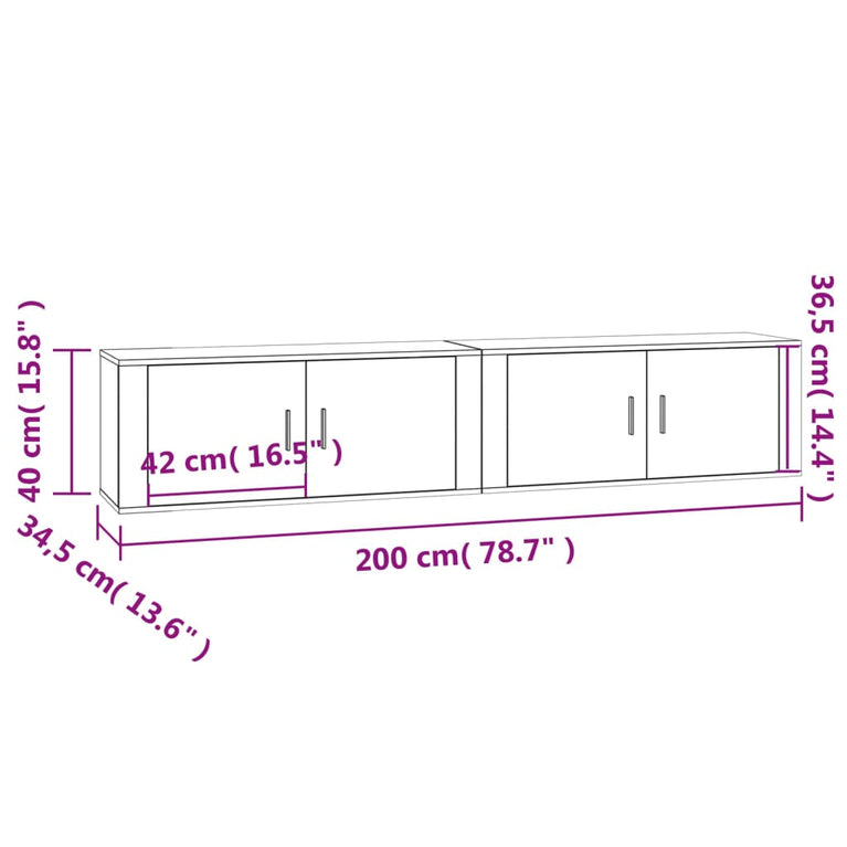 Tv-wandmeubels 2 st 100x34,5x40 cm hoogglans wit MeubelReus
