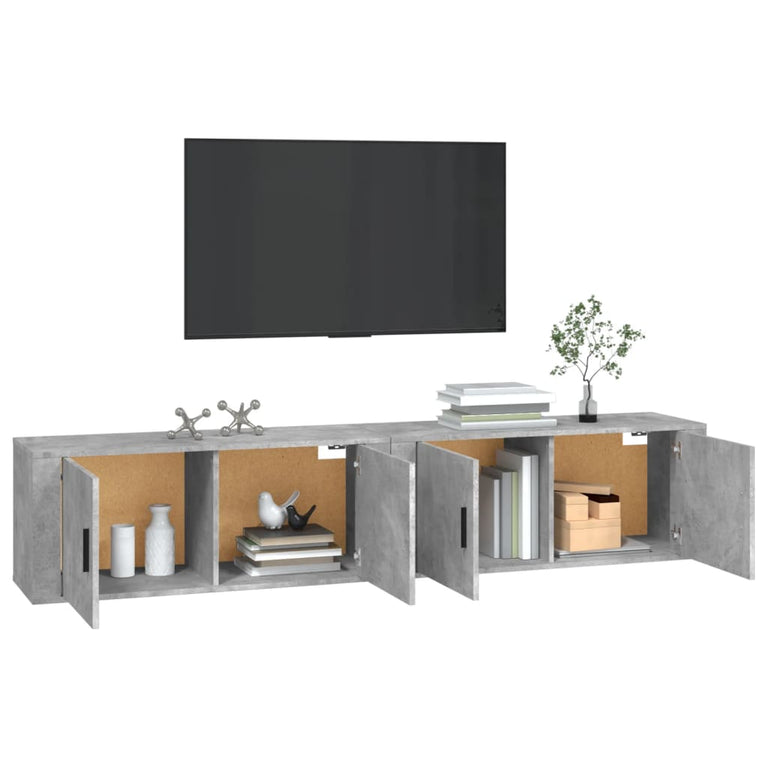 Tv-wandmeubels 2 st 100x34,5x40 cm betongrijs MeubelReus